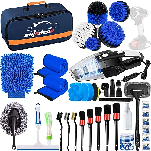 AUTODECO Juego de 37 cepillos para detalles de automóvil, ki
