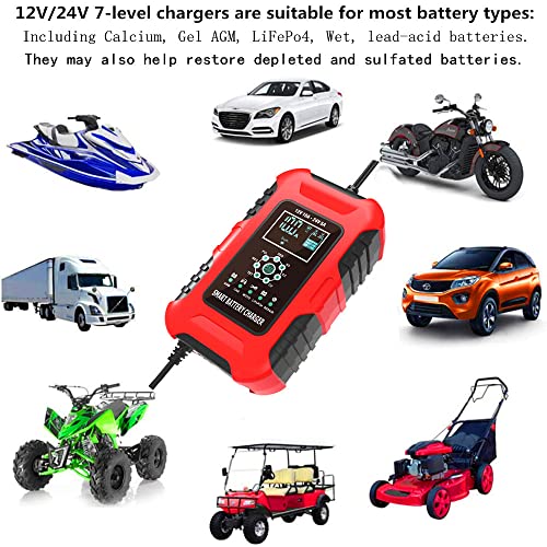 Cargador de batería de coche de 7 etapas de 10 amperios para