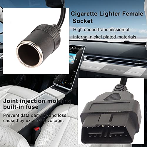 XMSJSIY OBD2 a encendedor de cigarrillos hembra adaptador co