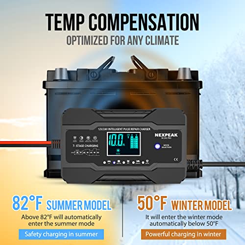 NEXPEAK Cargador de batería de coche de 10 amperios, 12 V y