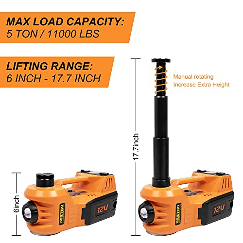 BEETRO Gato hidráulico eléctrico 3 en 1 para automóvil con b