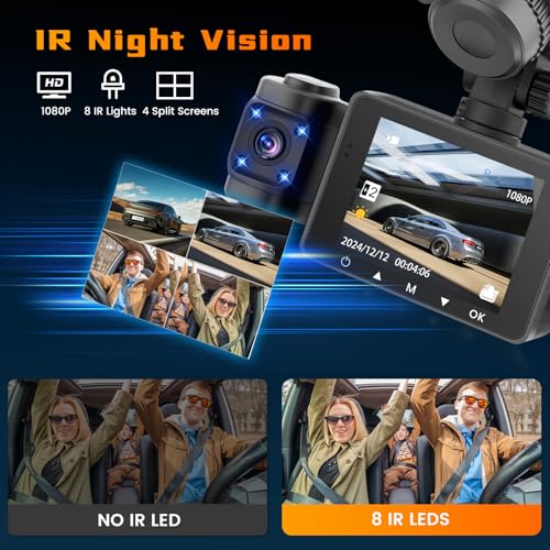 Hikity Cámara de tablero de 4 canales para automóvil, visión