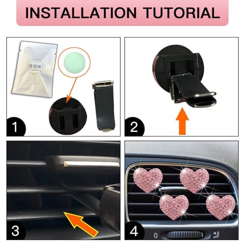 4 clips de ventilación de aire con forma de corazón, difusor