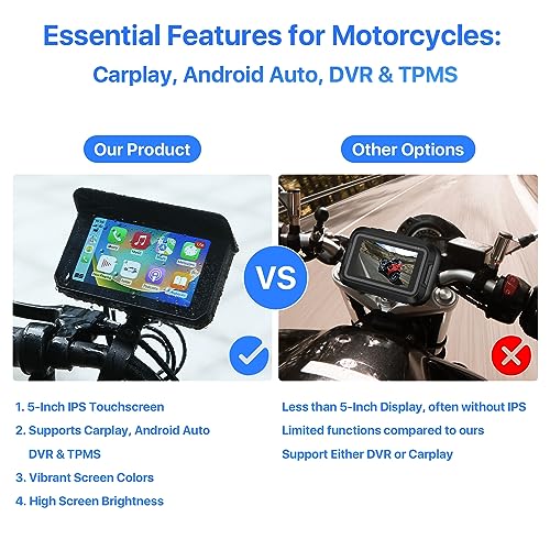 DVR de motocicleta: Apple Carplay inalámbrico, Android Auto,