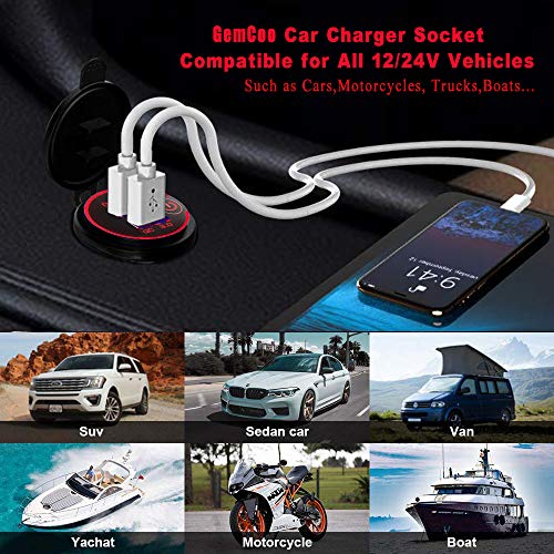 Carga rápida 3.0 Dual USB Cargador de Coche Enchufe con Inte