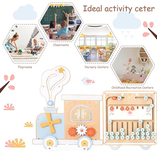 Tabla de actividades de tren de pared, juguetes sensoriales Montessori