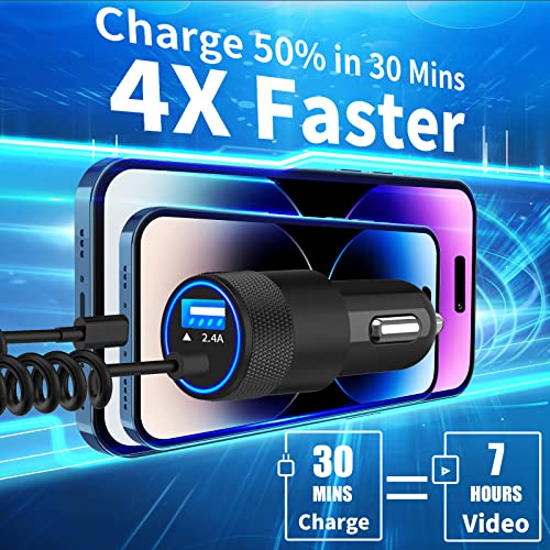 【MFi Certified】iPhone Car Charger Fast Charging, Caiinei 4.8