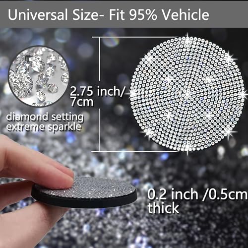 2 posavasos de auto con diamantes de imitación, 2.75 pulgada