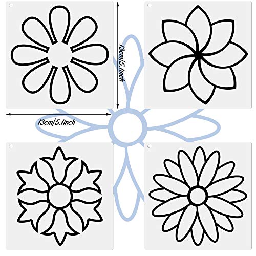 Zonon Juego de plantillas de acolchado de línea de flores de
