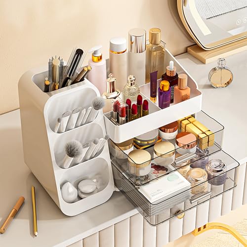 Organizador de maquillaje para tocador, vitrina de gran capa