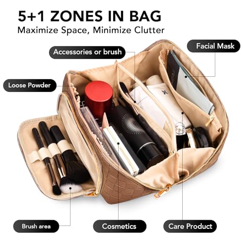 stona Bolsa de maquillaje de viaje para mujer, de piel sinté