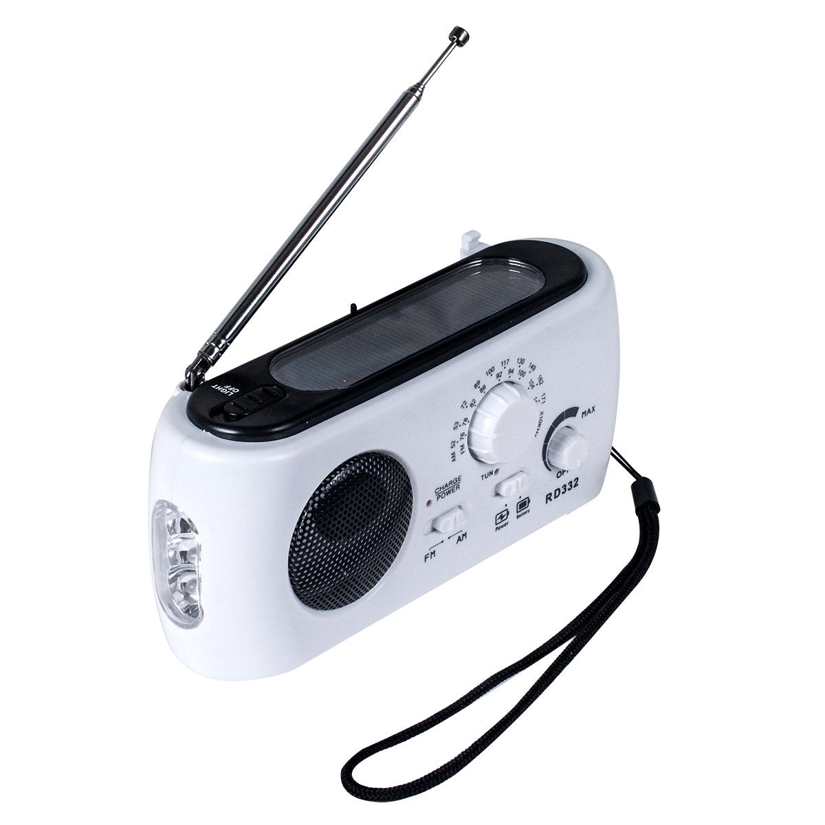 Radio de emergencia con cargador solar y de manivela, baterí