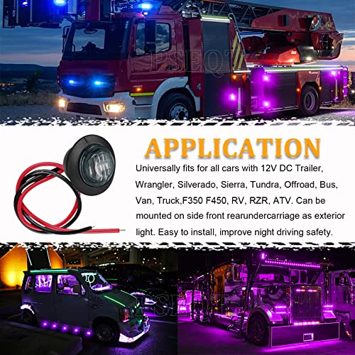 PSEQT Luces LED redondas de 3/4 pulgadas para remolque, luce