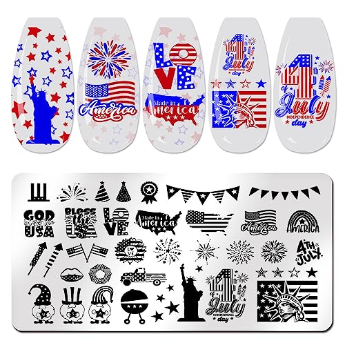JERCLITY Juego de 6 placas de estampado de uñas para el 4 de
