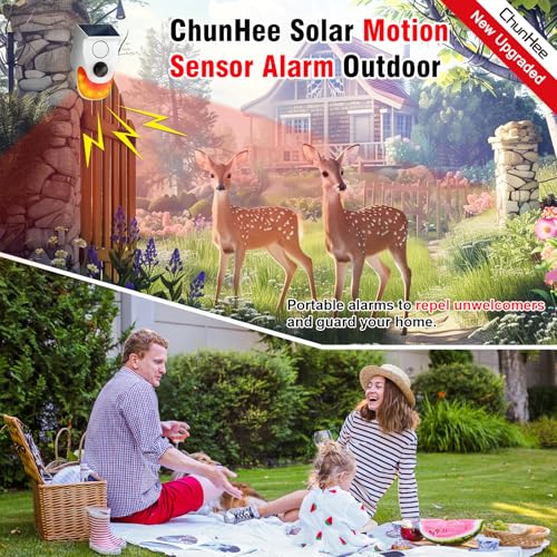 ChunHee Alarma solar con sensor de movimiento para exteriore