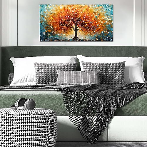 Zoyotago Lienzo grande para pared, diseño de árbol naranja y