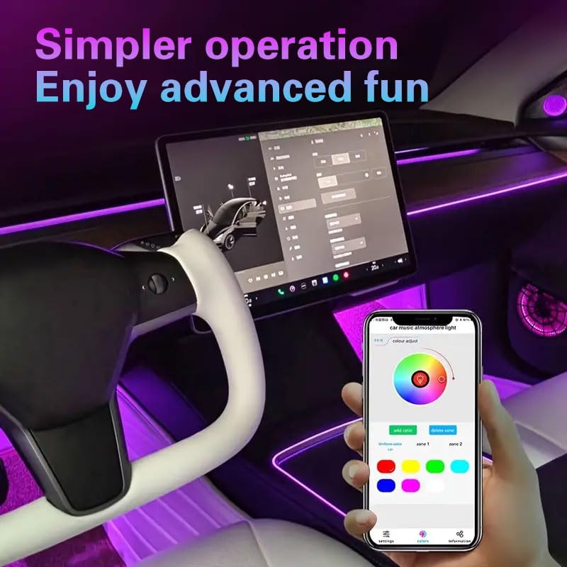 RGB - Tira de luces LED para interior de automóvil, aplicaci