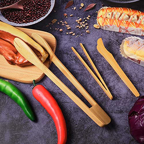 Zopeal 6 pinzas de cocina de madera largas de bambú para coc