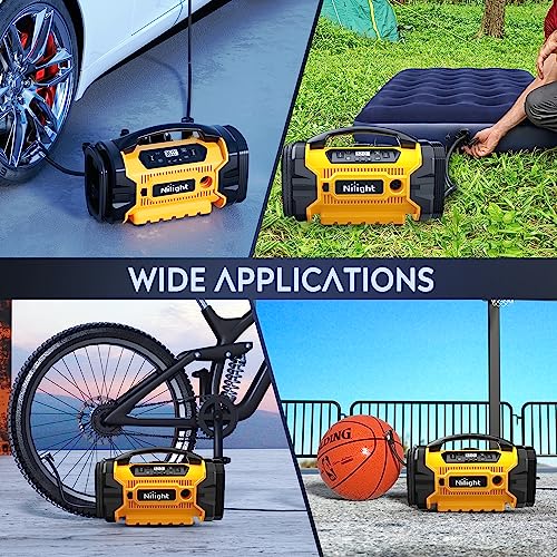 Nilight Compresor de aire portátil, inflador de neumáticos,