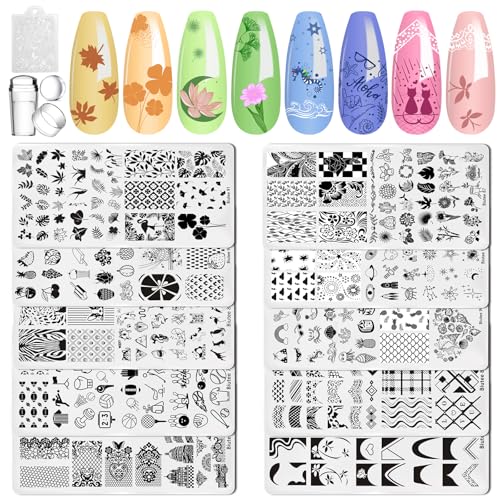 Biutee Juego de placas de estampado de uñas – 10 plantillas