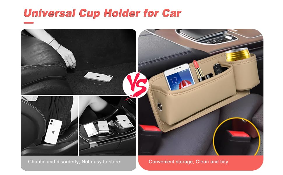 Portavasos de cuero para automóvil, bolsa de huecos para asi