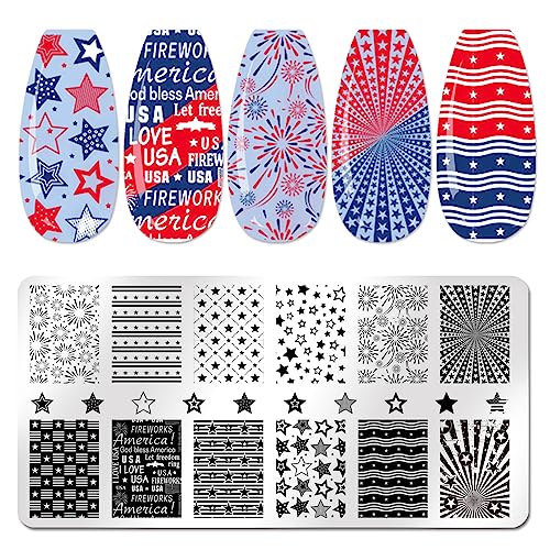 Juego de 6 placas de estampado de uñas para uñas del 4 de ju