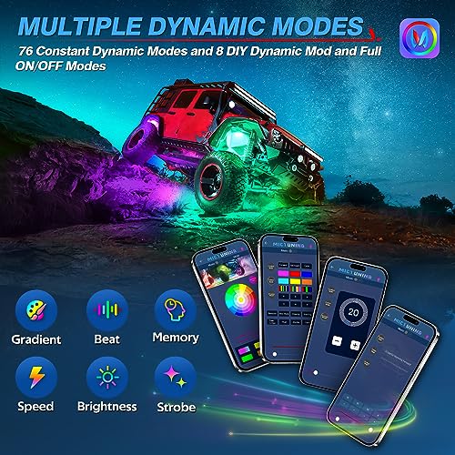 MICTUNING Y1 RGB+IC Dream Color LED Rock Lights Pod - 2 luce