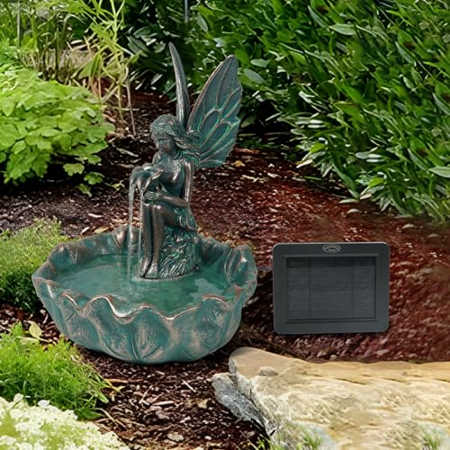 ZMG Angel Fairy - Fuente de agua solar de 14 pulgadas para e