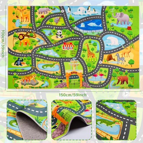 Alfombra de camino de animales para niños, 59 x 39.4 pulgada