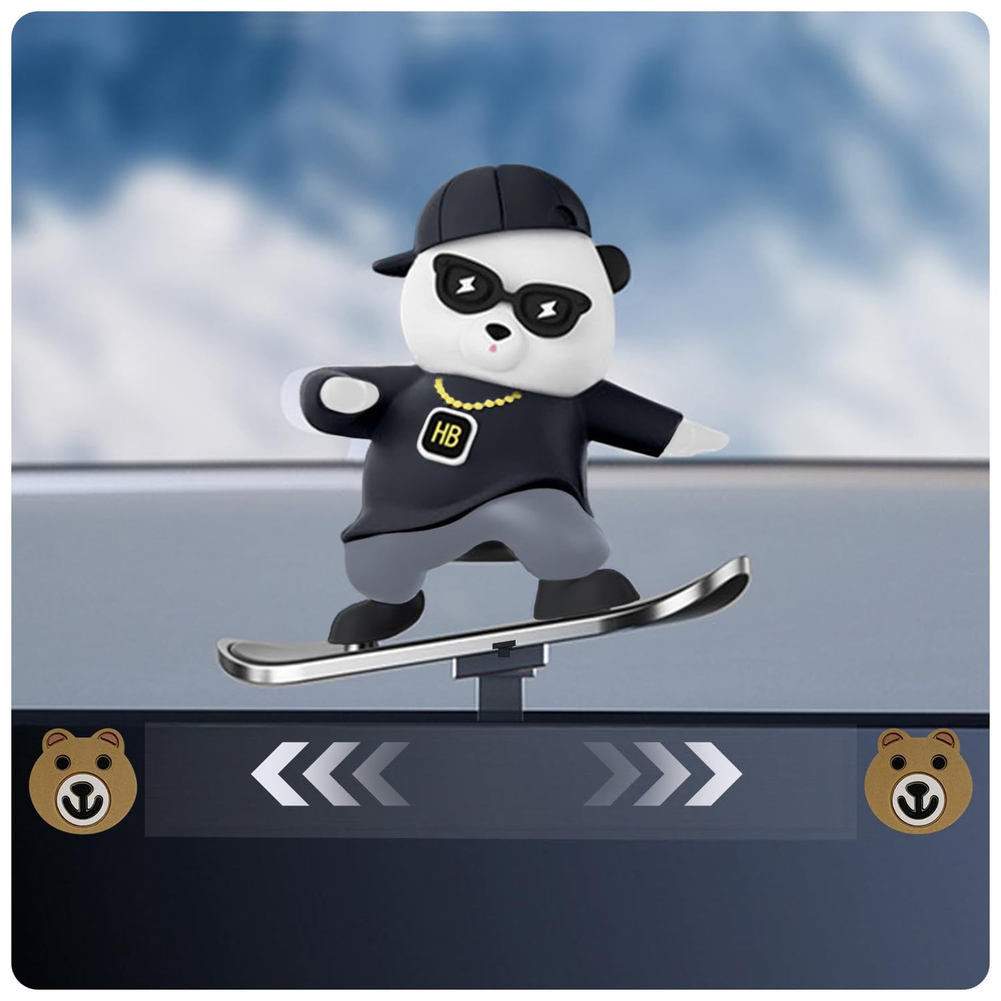 Divertido adorno de patinaje para patineta, oso patinador, d