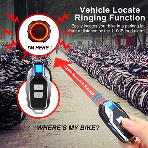 Antfire Alarma de bicicleta de 110 dB con luz trasera inteli