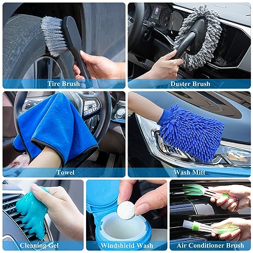 AUTODECO Juego de 32 cepillos para detalles de automóvil, ki