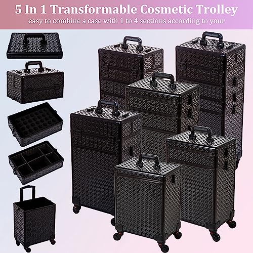 AROUS Estuche de maquillaje profesional 5 en 1, estuche de a