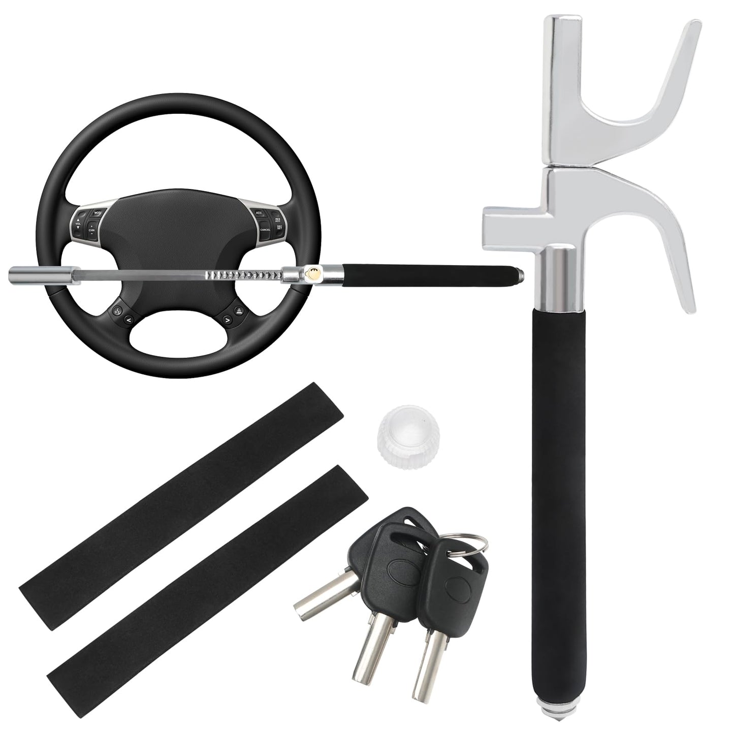 MaySpare Cerradura antirrobo para volante, cerradura retráct