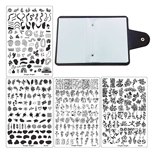 4PCS Nail Art Stamp Placas con XL11-14 Estampación de Placas