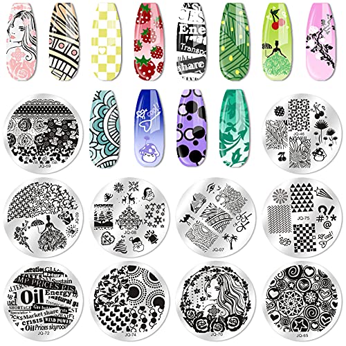 Biutee Kit de placa de estampado de uñas, 2 sellos de uñas,