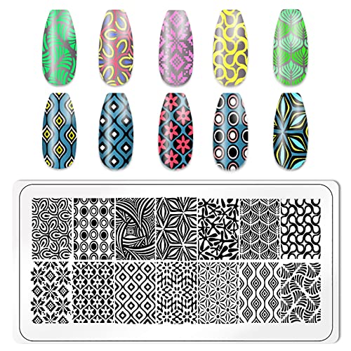 KAAGEE Juego de 5 placas de estampado de arte de uñas geomét