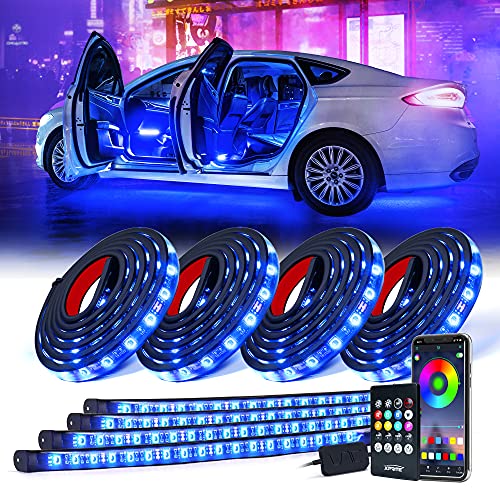 Xprite 8 tiras de luces LED RGB para automóvil, kit de luces