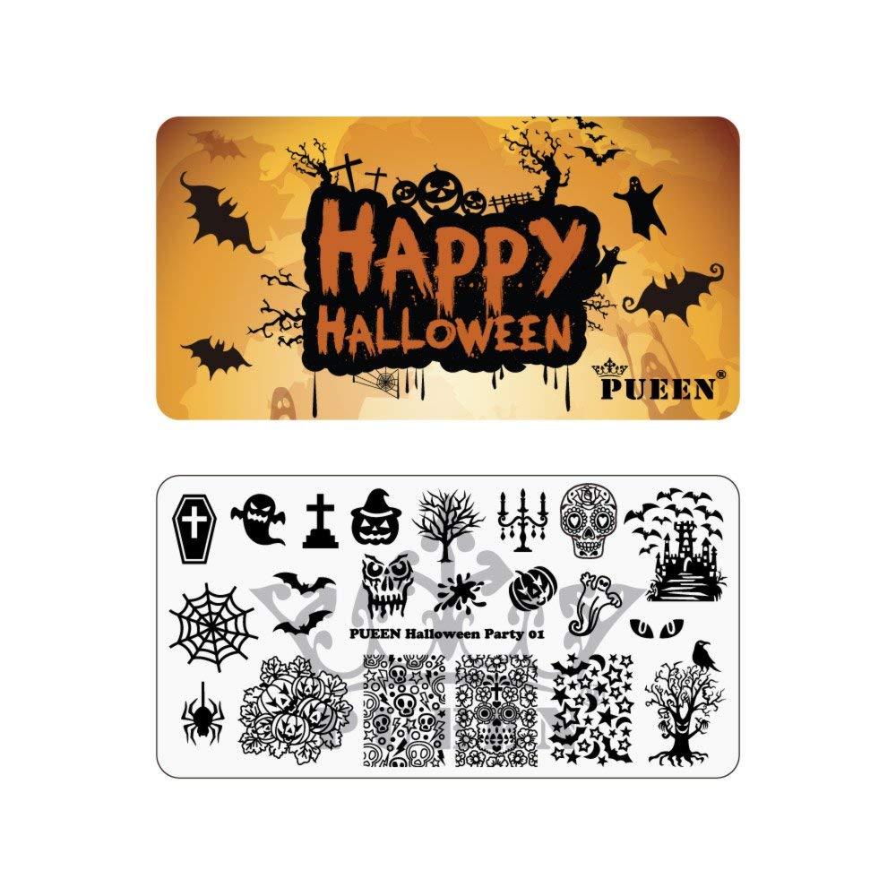 PUEEN placa de estampado para nail art - Fiesta Halloween 01