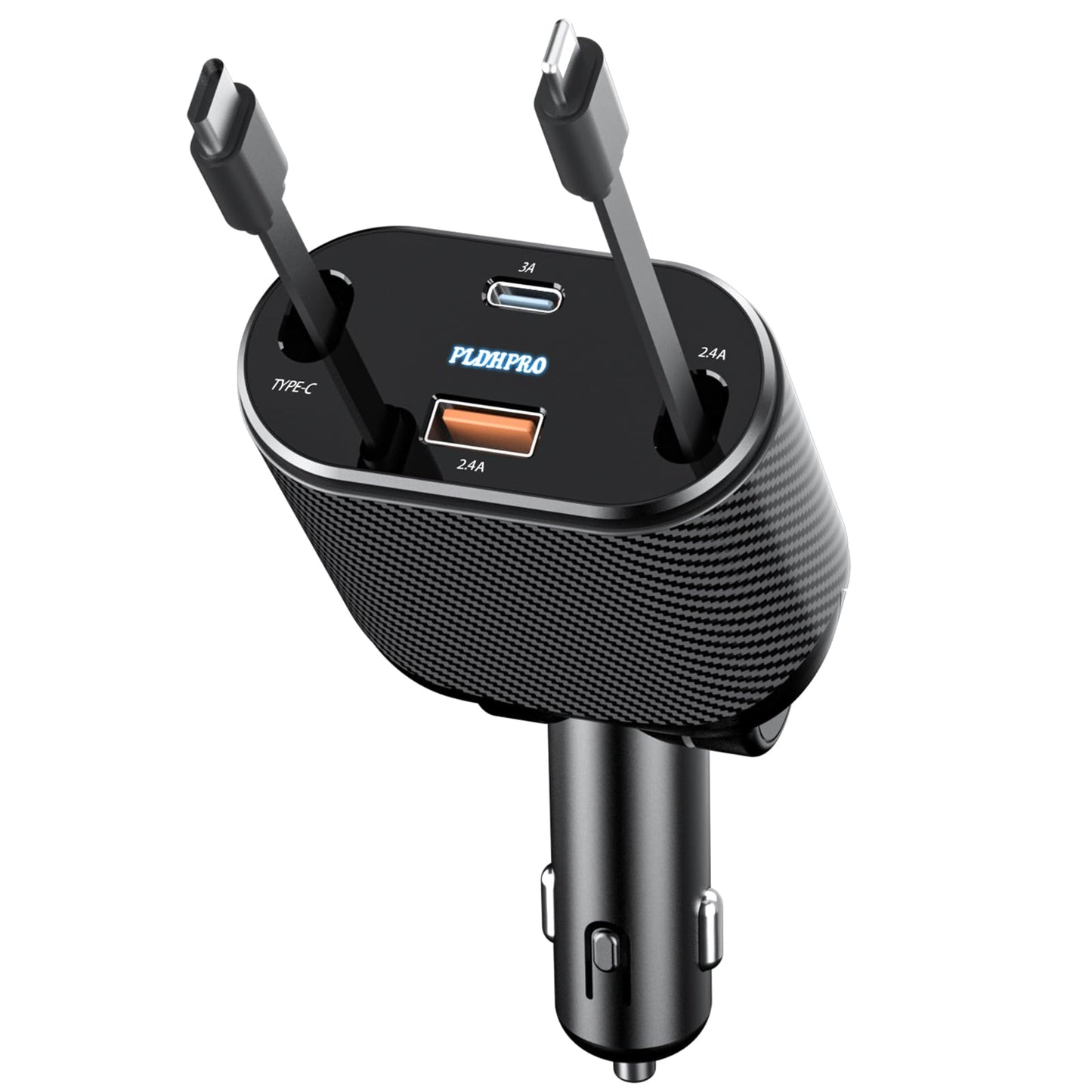 PLDHPRO Cargador de coche retráctil 4 en 1 62 W adaptador de