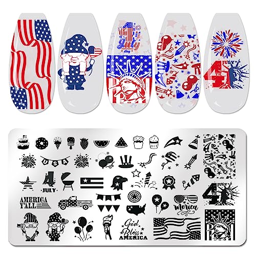 JERCLITY Juego de 6 placas de estampado de uñas para el 4 de