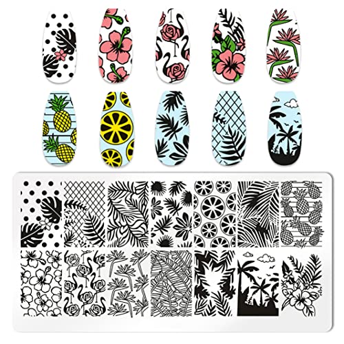 Juego de 6 placas de estampado de uñas de paisajes marinos p