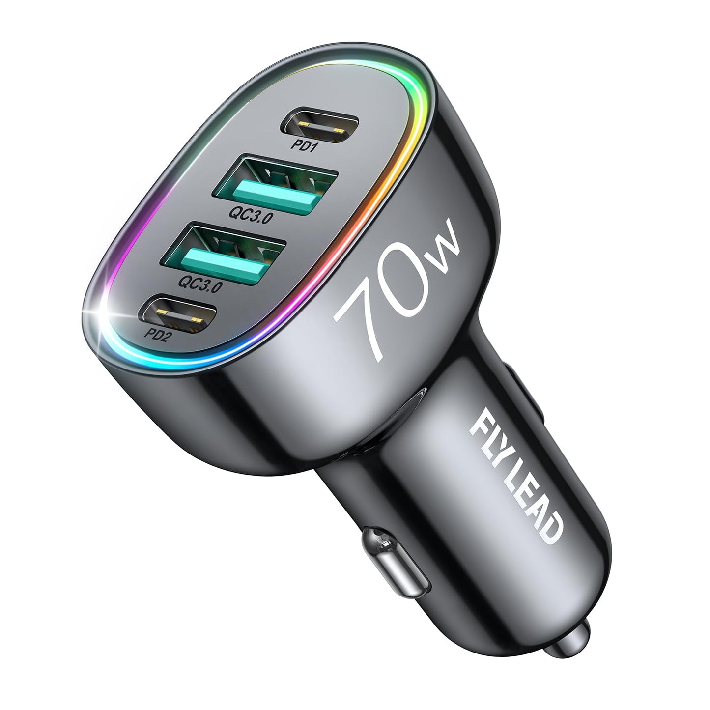 Cargador de coche USB C 70 W 4 puertos adaptador de encended