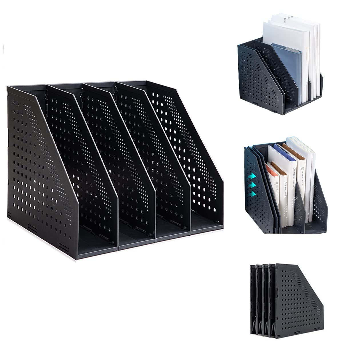 Marte Vanci Archivador plegable para revistas con 4 comparti