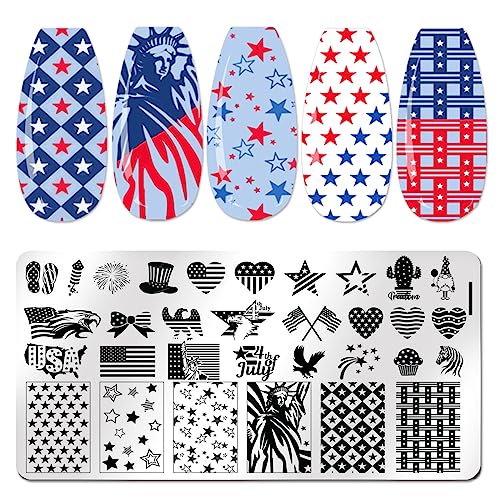 Juego de 6 placas de estampado de uñas para uñas del 4 de ju