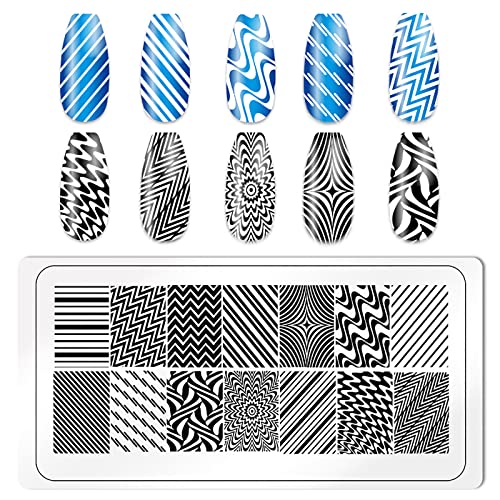 KAAGEE Juego de 5 placas de estampado de arte de uñas geomét