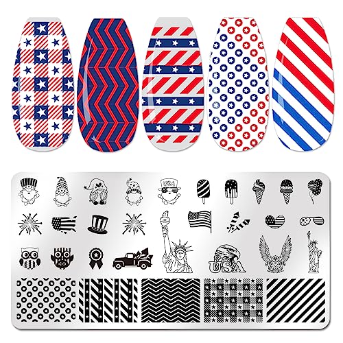 Juego de 6 placas de estampado de uñas para uñas del 4 de ju