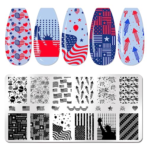 Juego de 6 placas de estampado de uñas para uñas del 4 de ju