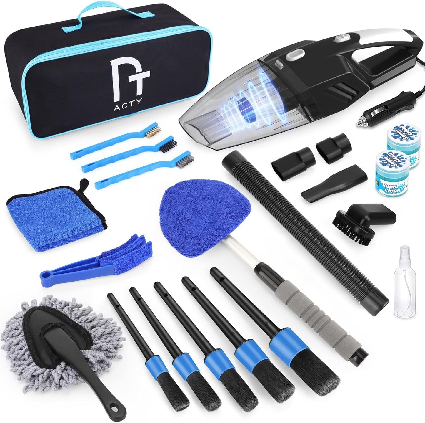 Kit de detalles de coche de 17 piezas, kit de limpieza para
