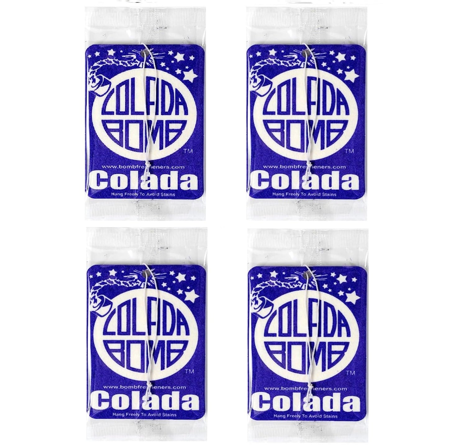 Colada Bomb - Ambientador para automóvil, paquete de 4 unida